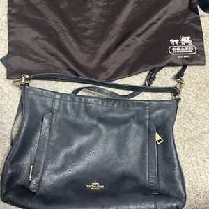 Coach Black Pebbled Leather Shoulder Bag with Gold Hardware